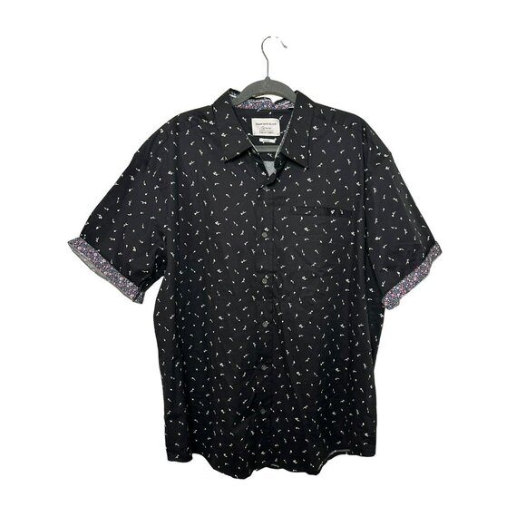 Paper Denium & Cloth Mens Button Up Short Sleeve Summer Casual Black Shirt SZ 1X - Picture 2 of 6